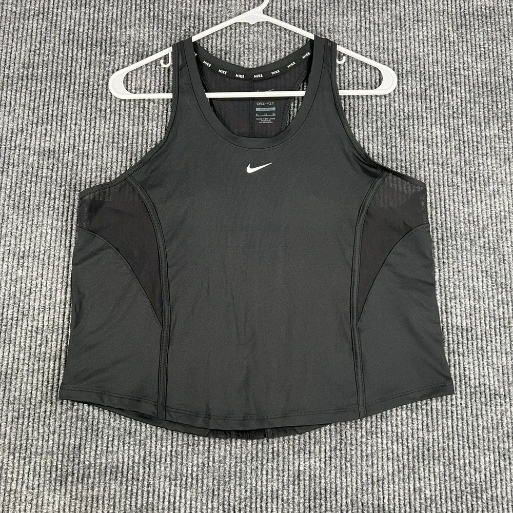 Nike Tank Top Womens XL Extra Large Black Dri Slim Fit Sleeveless Workout New